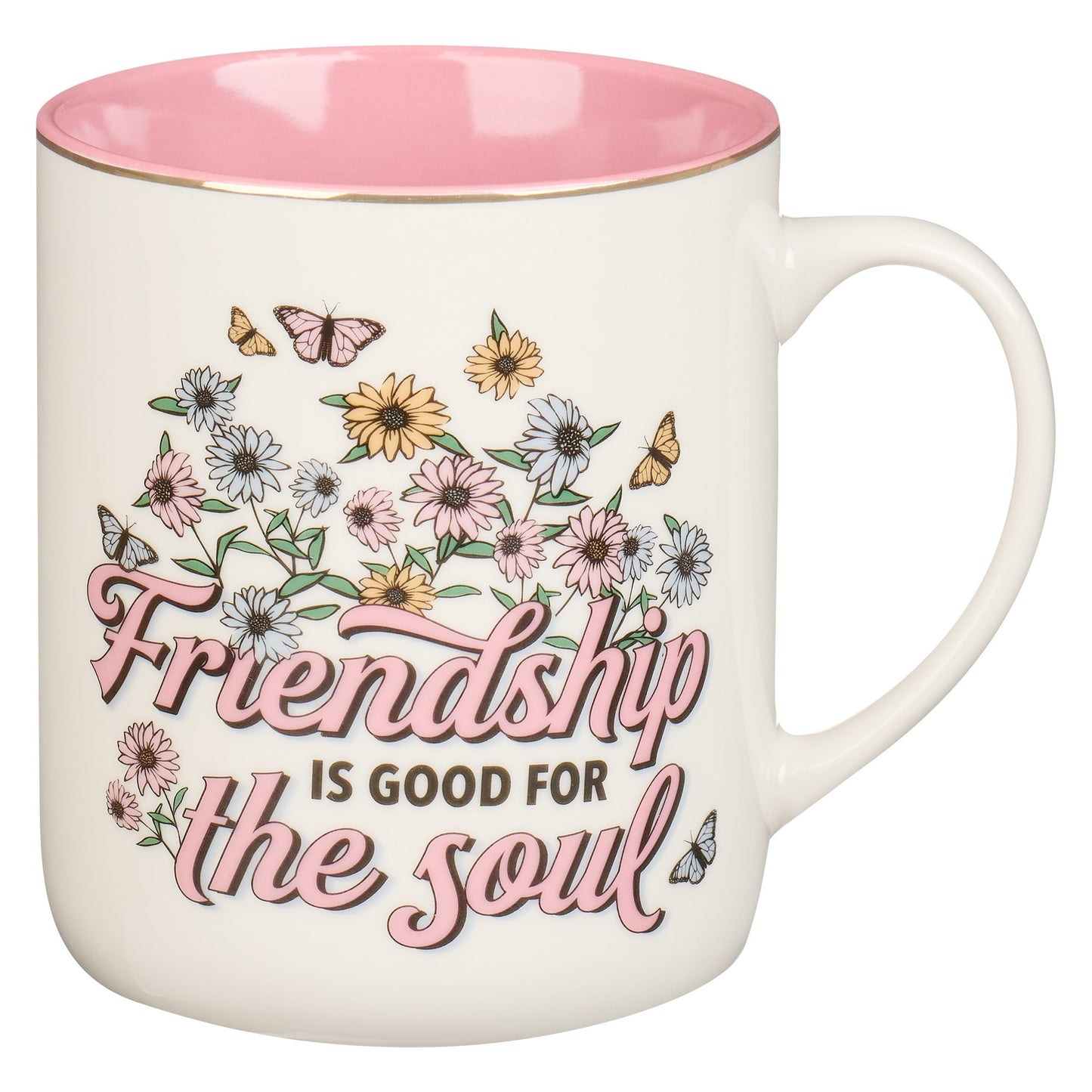 Mug-Friendship Is Good For The Soul-White/Pink Daisies (MUG929)
