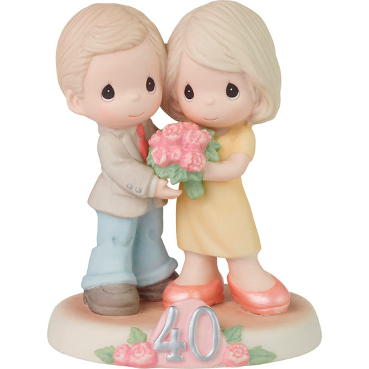 Figurine-Forty Loving Years Together-Pink Peonies
