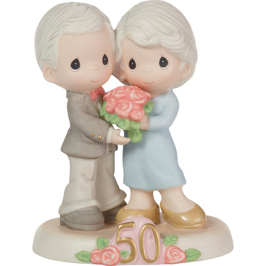 Figurine-Fifty Golden Years Together-Red Rose Bouquet
