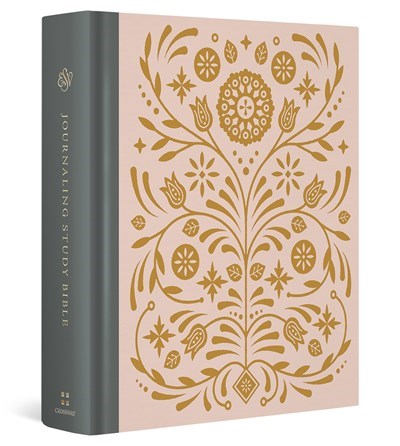 ESV Journaling Study Bible-Blush/Ochre Floral Design Cloth-Over-Board