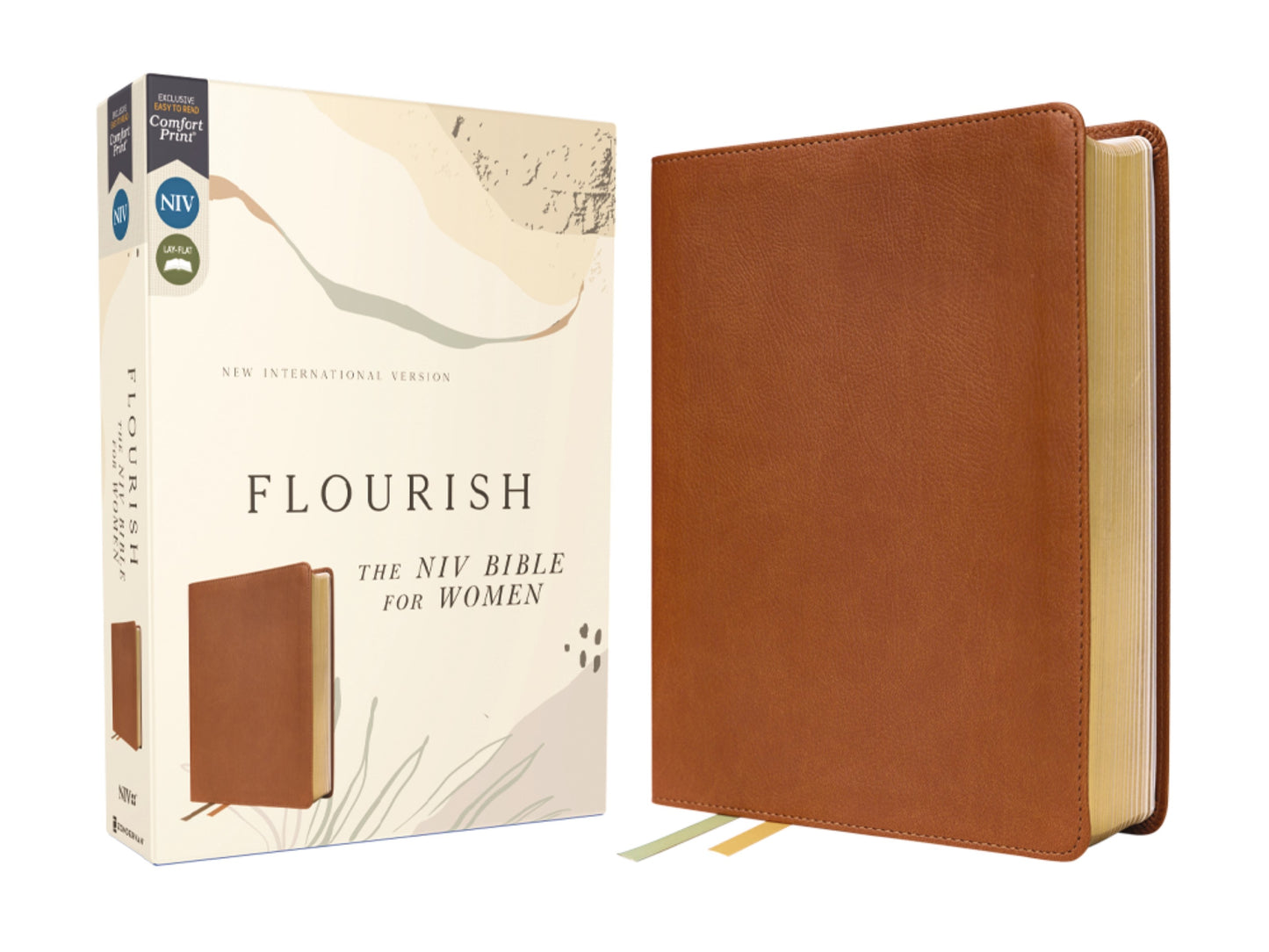 NIV Flourish: The NIV Bible For Women (Comfort Print)-Brown Leathersoft