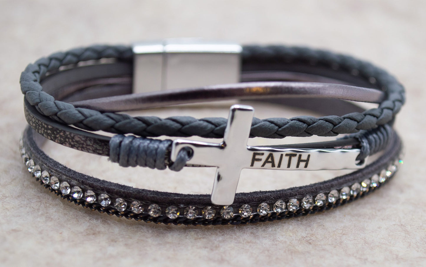 Bracelet-Eden Merry-Faith-Cross-Grey