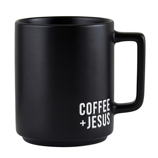 Matte Cafe Mug-Coffee & Jesus (15 Oz)