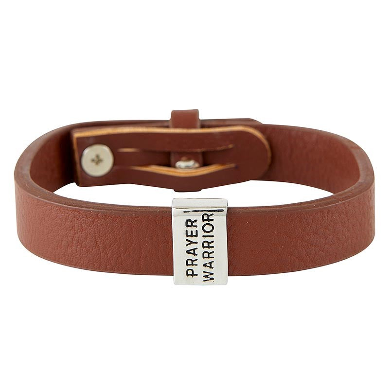 Bracelet-Faux Leather-Prayer Warrior (8" Adjustable)