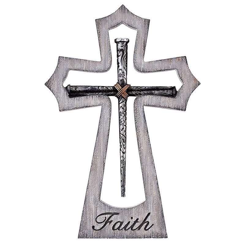Wall Cross-Cross Of Nails-Faith (10"H)