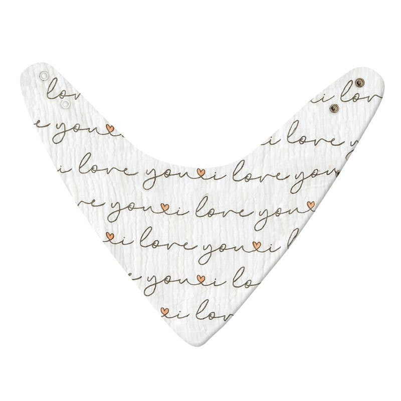 Muslin Bandana Bib-Love You/White
