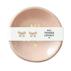 Trinket Tray & Earrings-All Things Lovely-Bow/White (3"D)