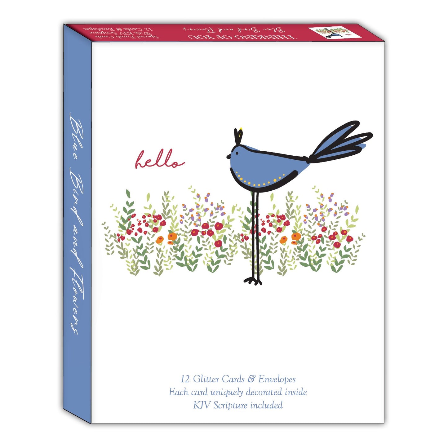Boxed Card-Thinking Of You: Blue Bird And Flowers (Shared Blessings) (Box Of 12)
