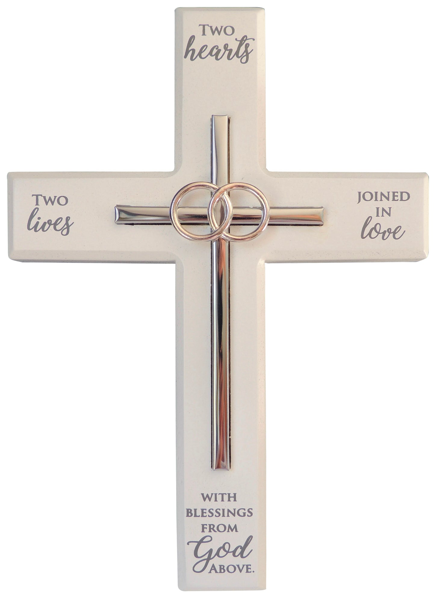 Wall Cross-Two Hearts w/Blessings From God (7" x 10")