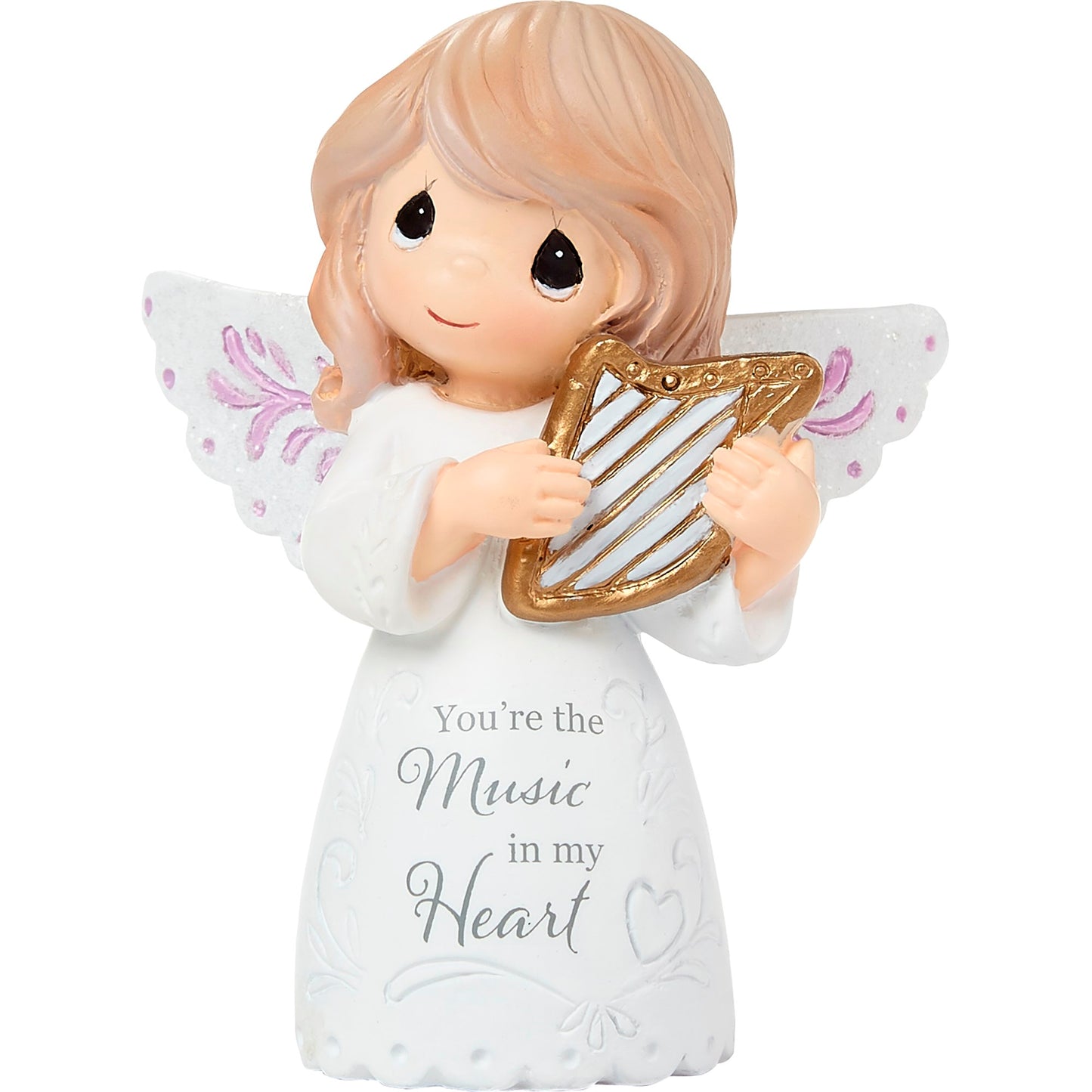 Figurine-You're The Music In My Heart-Angel With Harp-Resin-3"