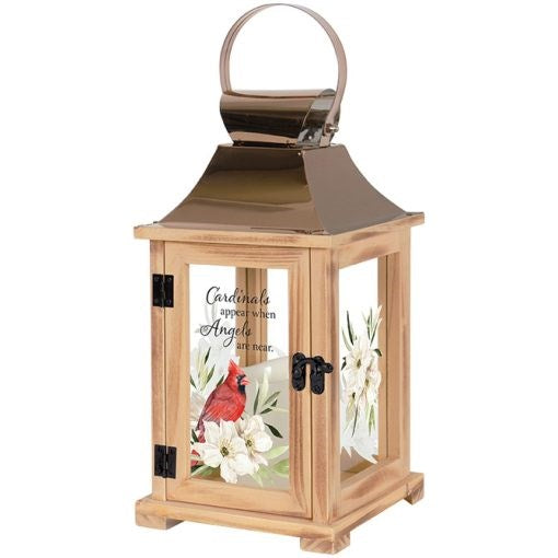 Lantern w/Flameless LED Candle & Timer-Cardinals (6.25" x 13.5" x 6.25")