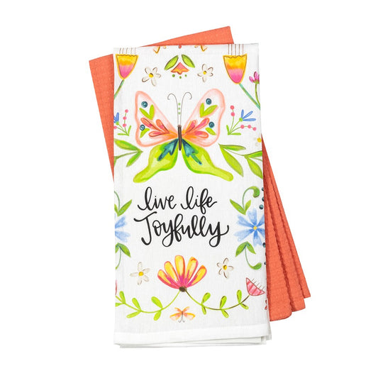 Tea Towel Set-Live Life Joyfully (Set Of 2)