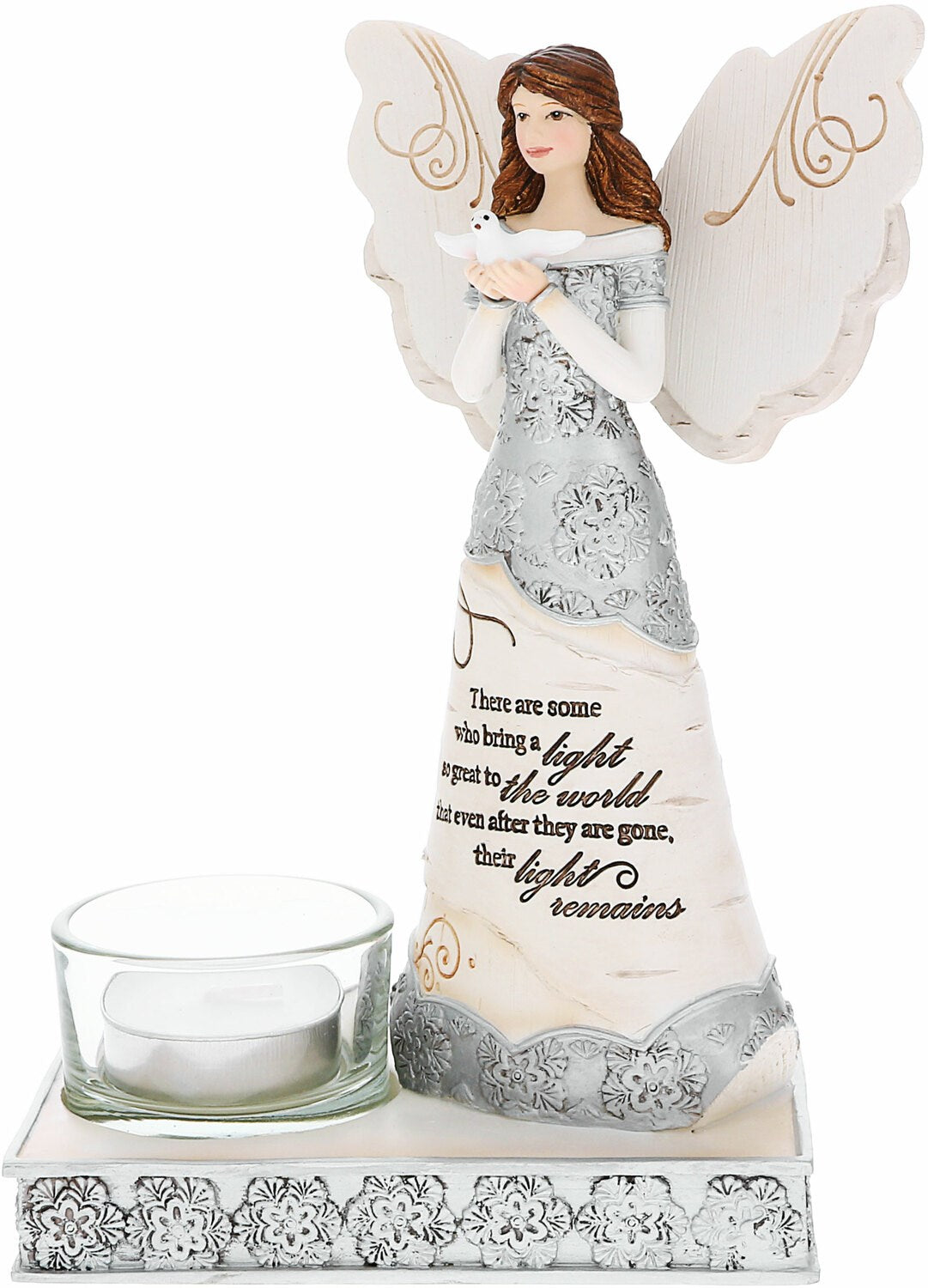 Figurine-After They Are Gone Light Remains-Angel Holding Dove-6.75"