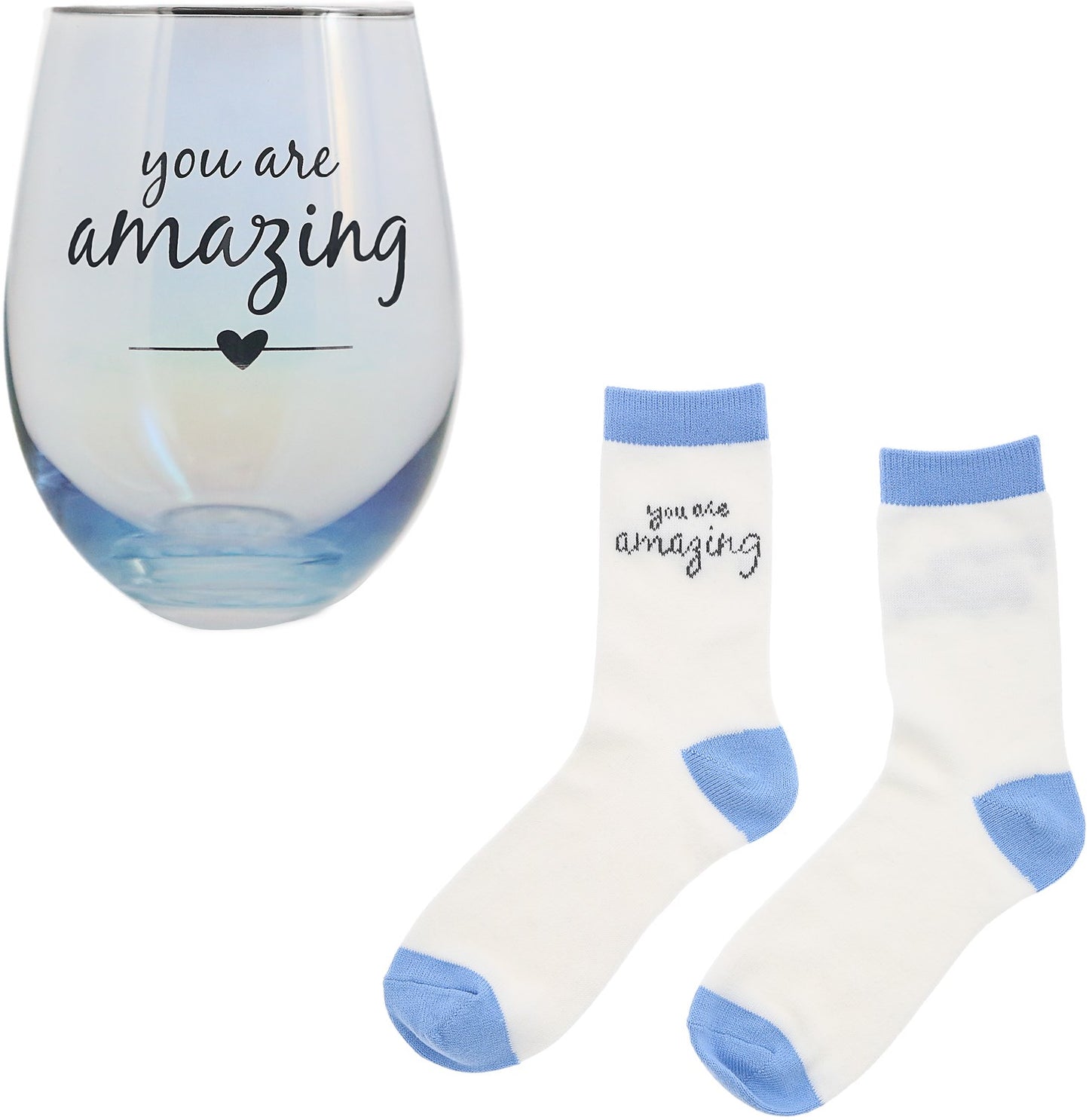 Gift Set-You Are Amazing-18oz Stemless Glass & Socks Set