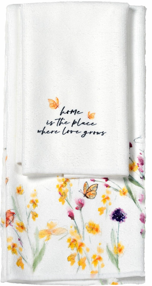 Hand Towel-Home...Where Love Grows-Floral