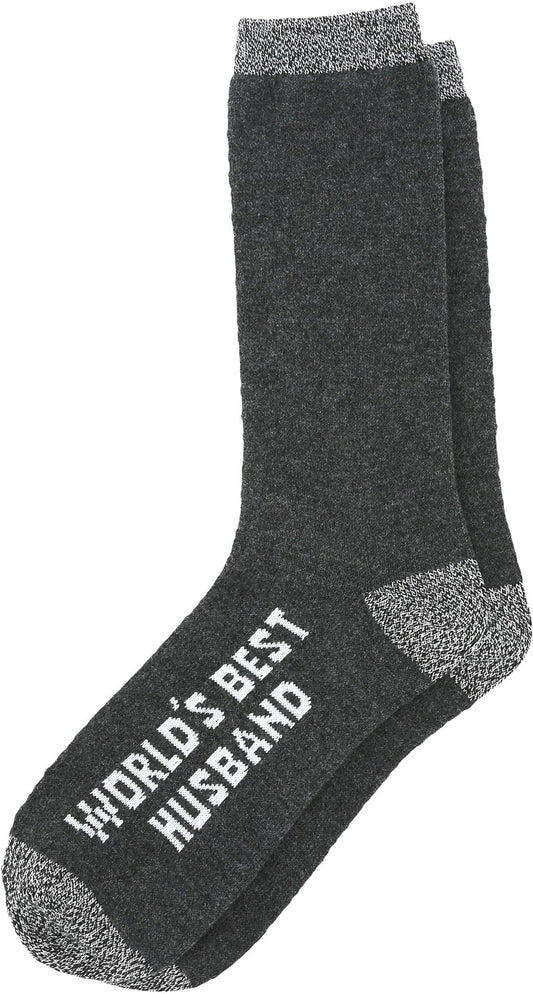 Socks-Men's Crew Socks-World's Best Husband-Charcoal/Gray