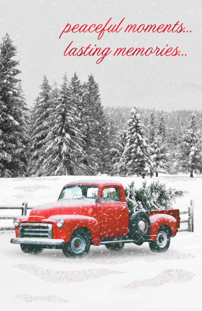 Boxed Card-Christmas-Red Truck-Peaceful Moments (Box Of 18)
