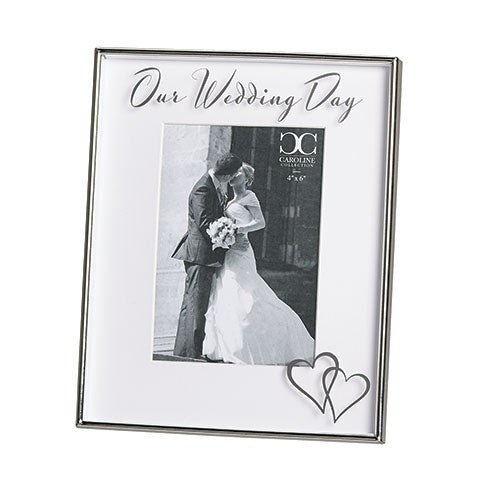 Frame-Our Wedding Day Floating Frame (Hearts) (Holds 4x6 Photo)