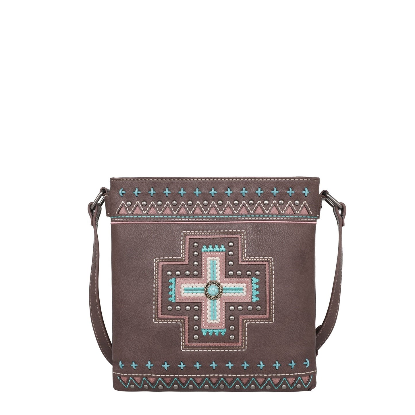 Crossbody Bag-Aztec Cross (Concealed Carry)-Coffee