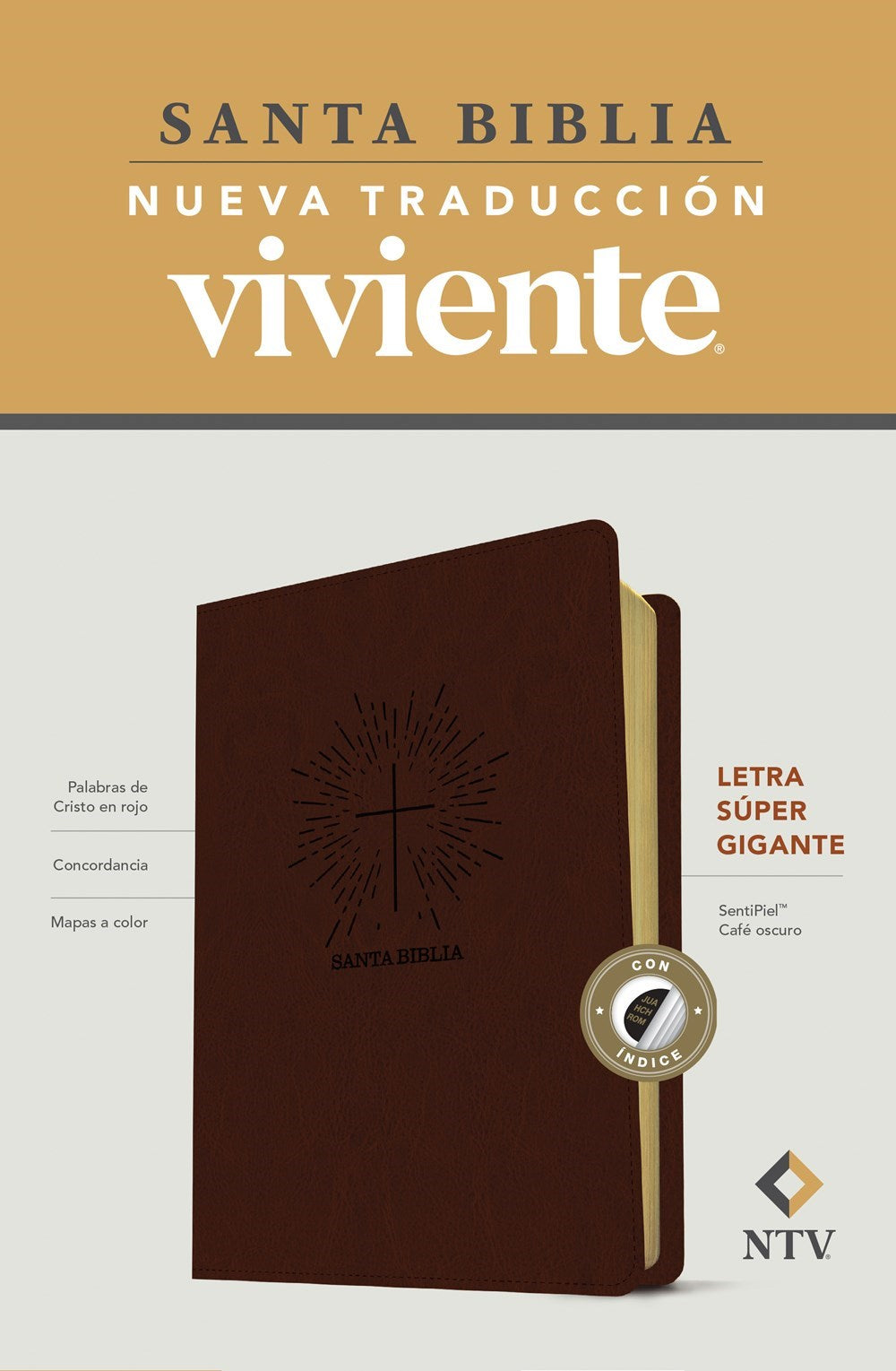 NTV Letra Super Gigante (NLT Super Giant Print Bible)-Dark Brown LeatherLike Indexed