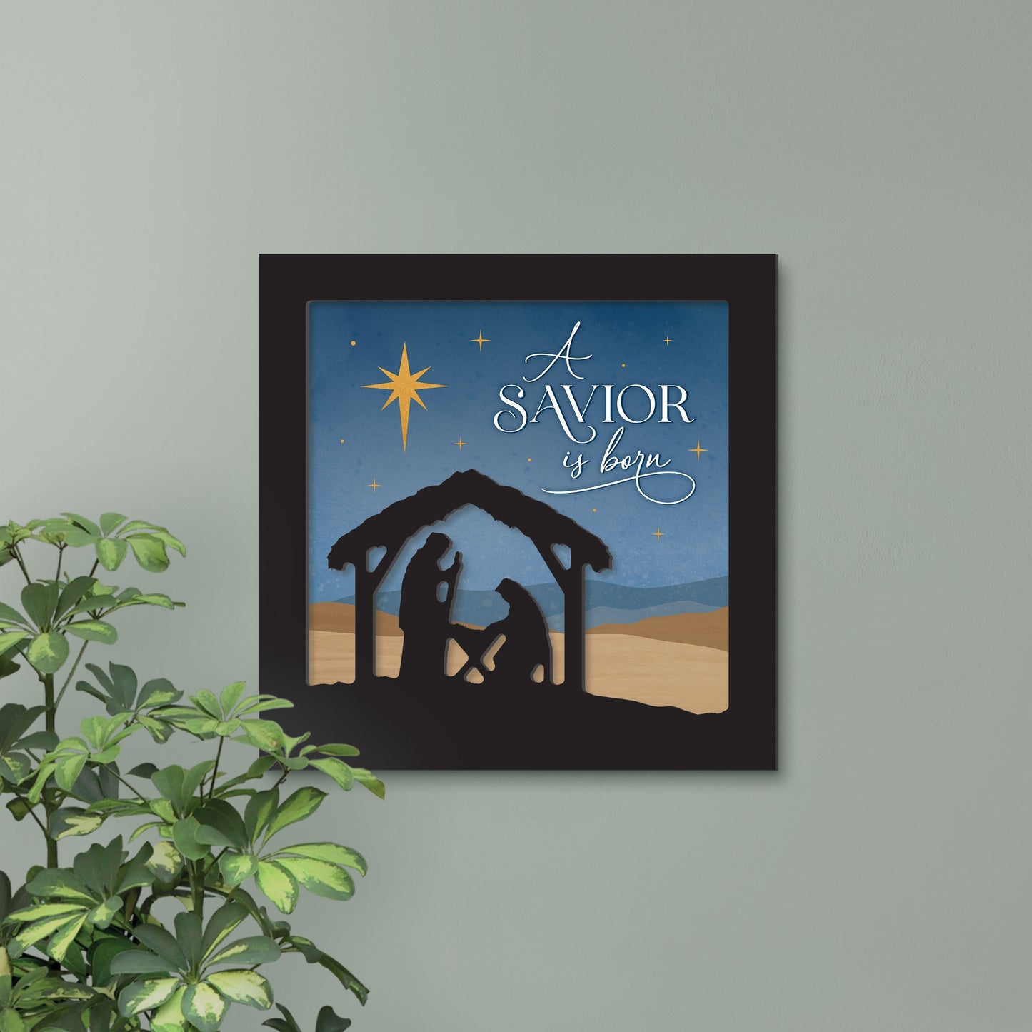 Wall Decor-Savior Is Born (13.75 x 13.75)