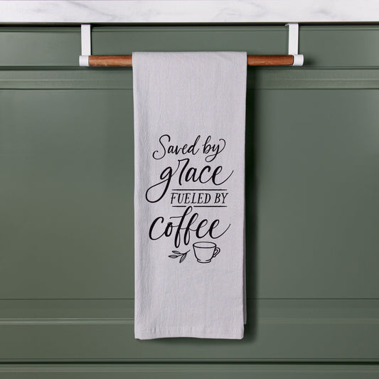 Tea Towel-Saved By Grace Fueled By Coffee (16 x 28) (Pack Of 6)