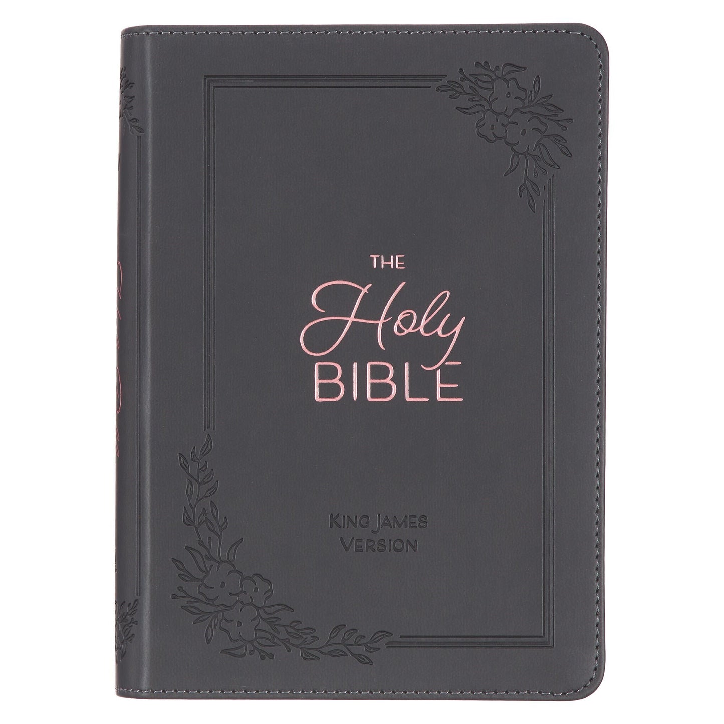 KJV Large Print Compact Bible-Cobalt Gray Faux Leather