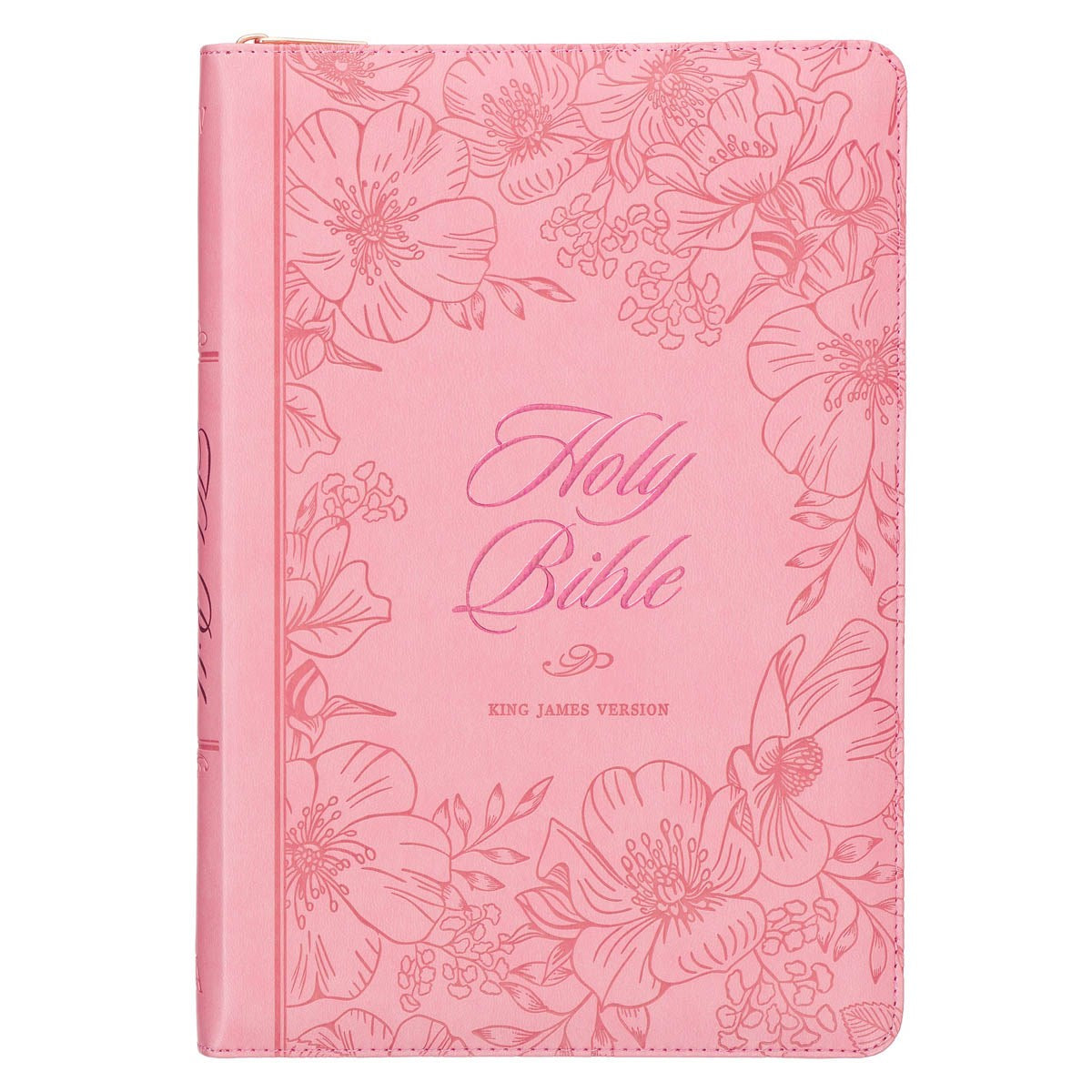 KJV Large Print Thinline Bible-Sunrise Pink Faux Leather Indexed w/Zipper