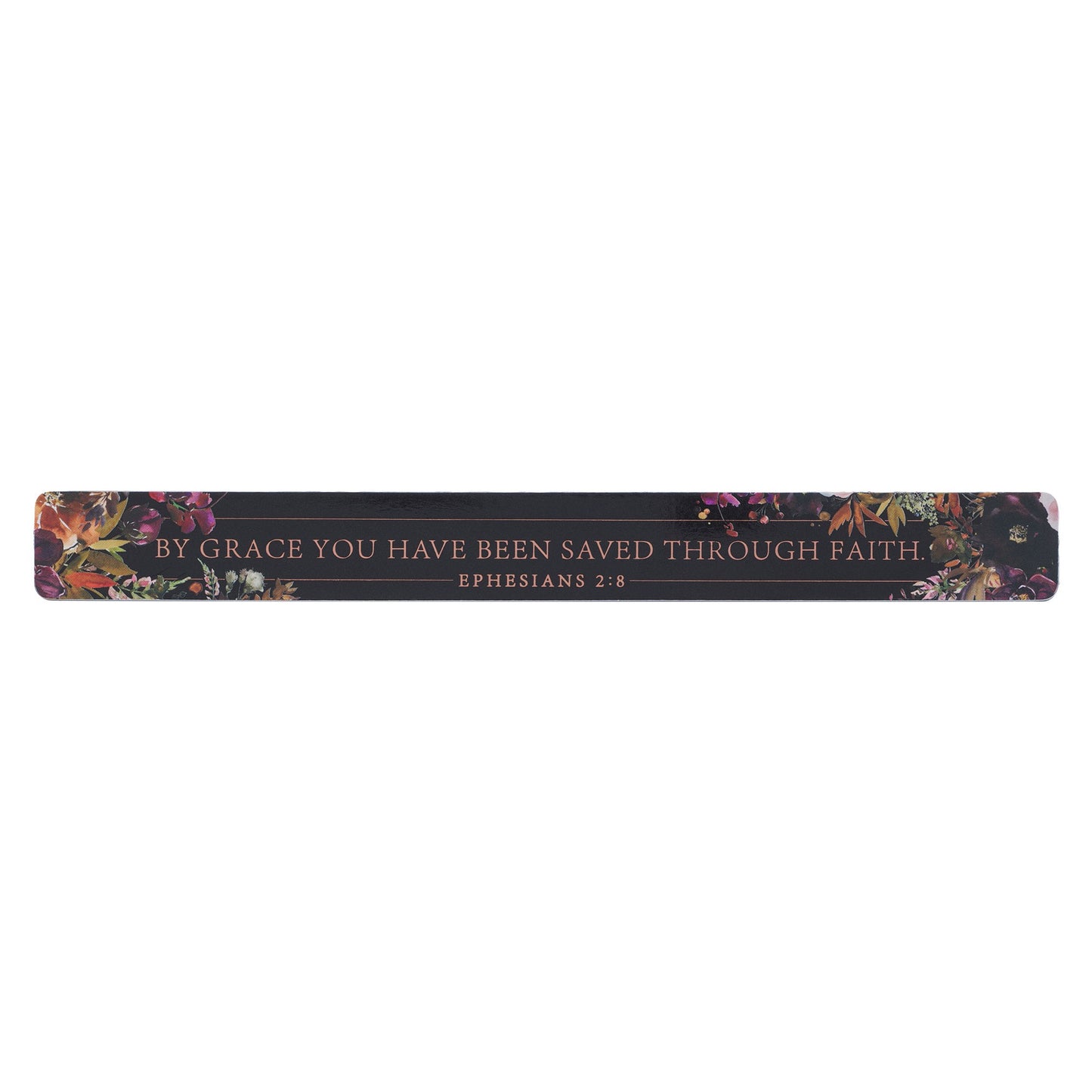 Magnetic Strip-By Grace You Have Been Saved Eph. 2:8-Black Floral (Pack Of 6)