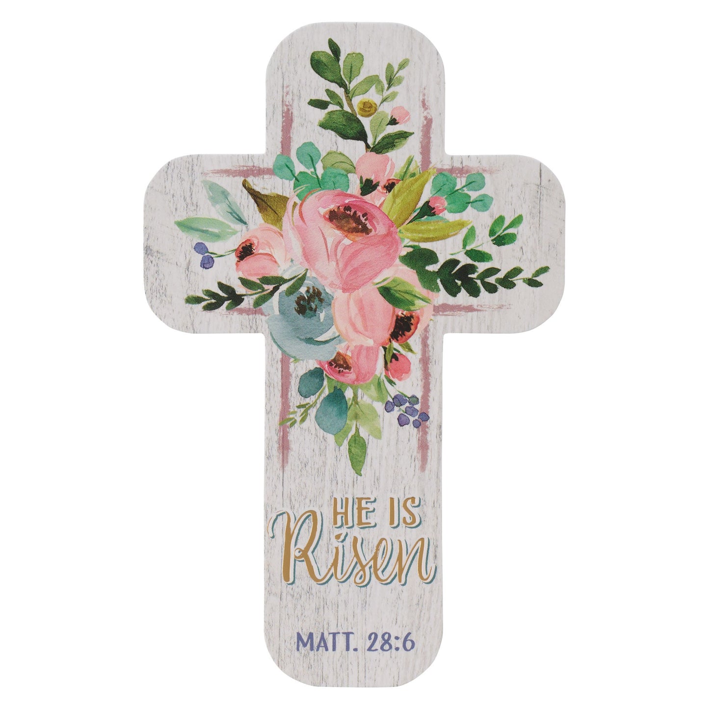 Bookmark-Cross Floral He is Risen Matt. 28:6 (Pack Of 12)