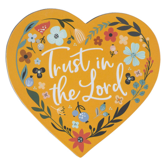 Magnet-Yellow Floral Heart-Trust in the Lord