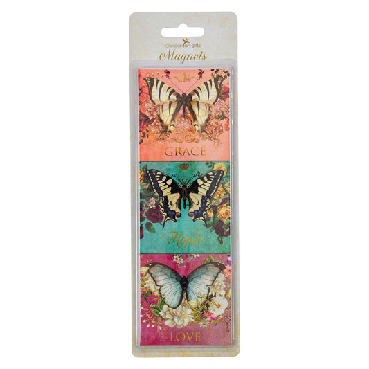 Magnet Set-Butterflies Grace  Hope  Love (Set Of 3)