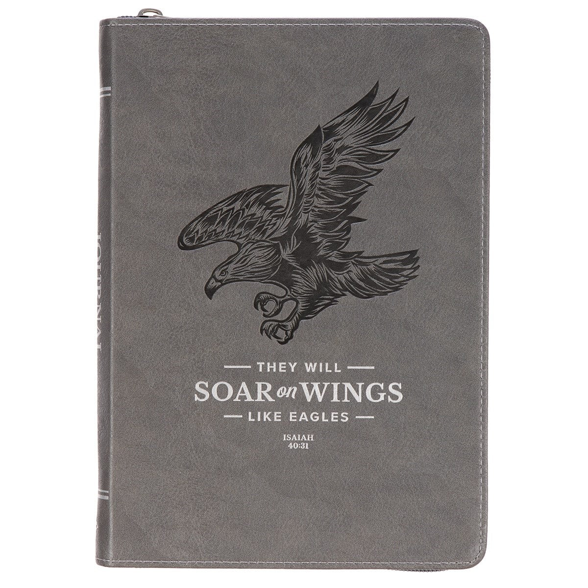 Journal-Classic w/Zip Gray-Wings Like Eagles Isaiah 40:31
