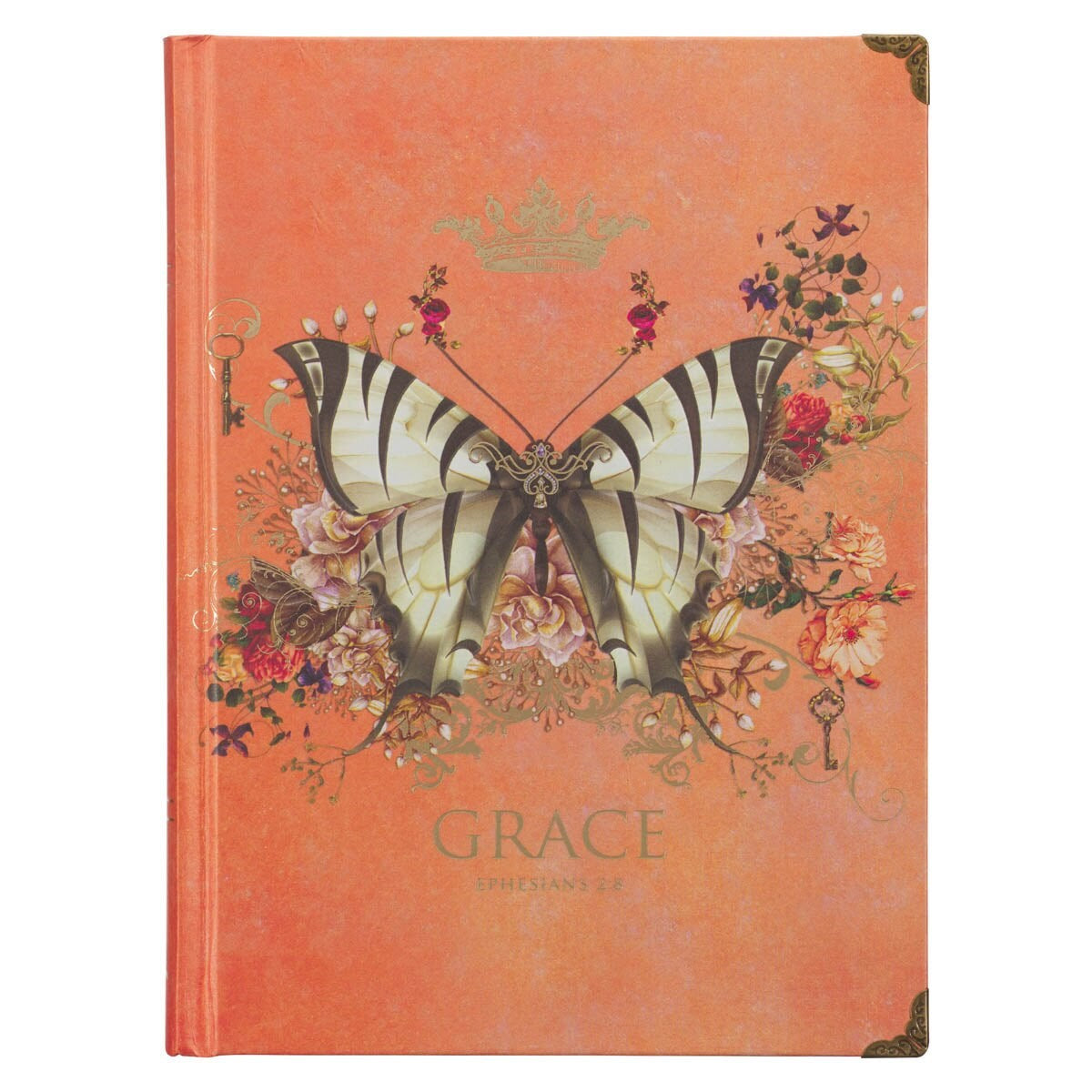 Journal Hardcover-Orange Butterfly Grace Eph. 2:8