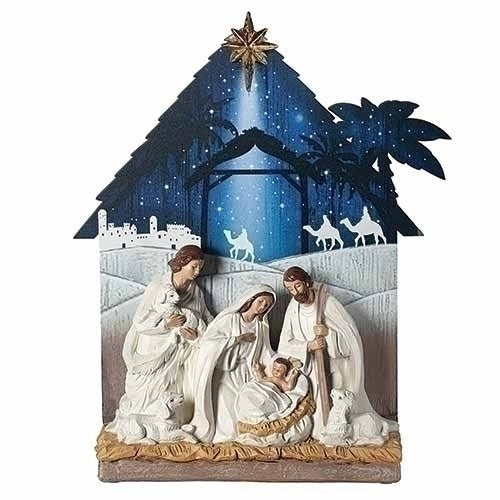 Nativity-With Printed Stable/Sky Background (13")
