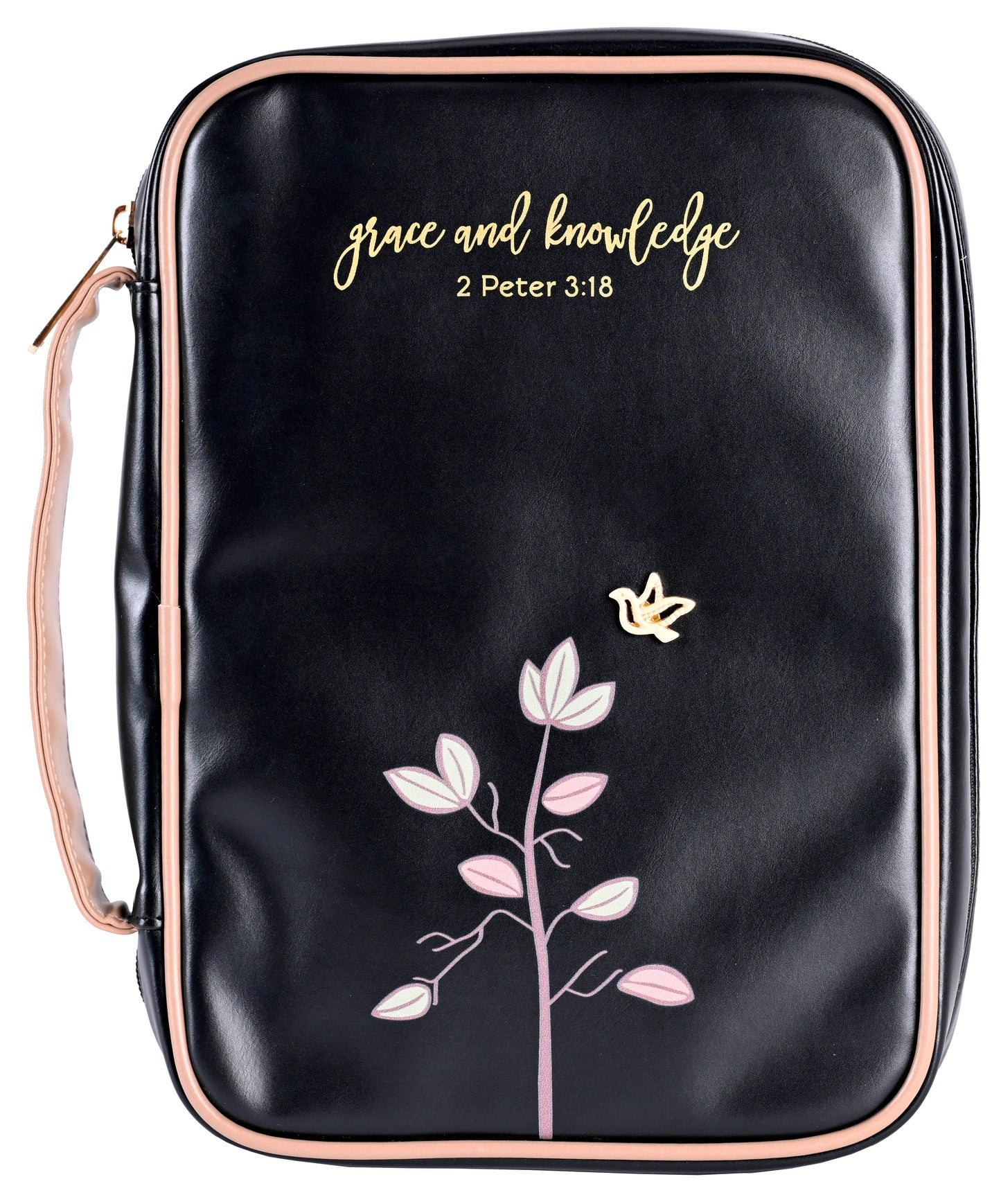Bible Cover-Grace & Knowledge-Black/Gold-LRG
