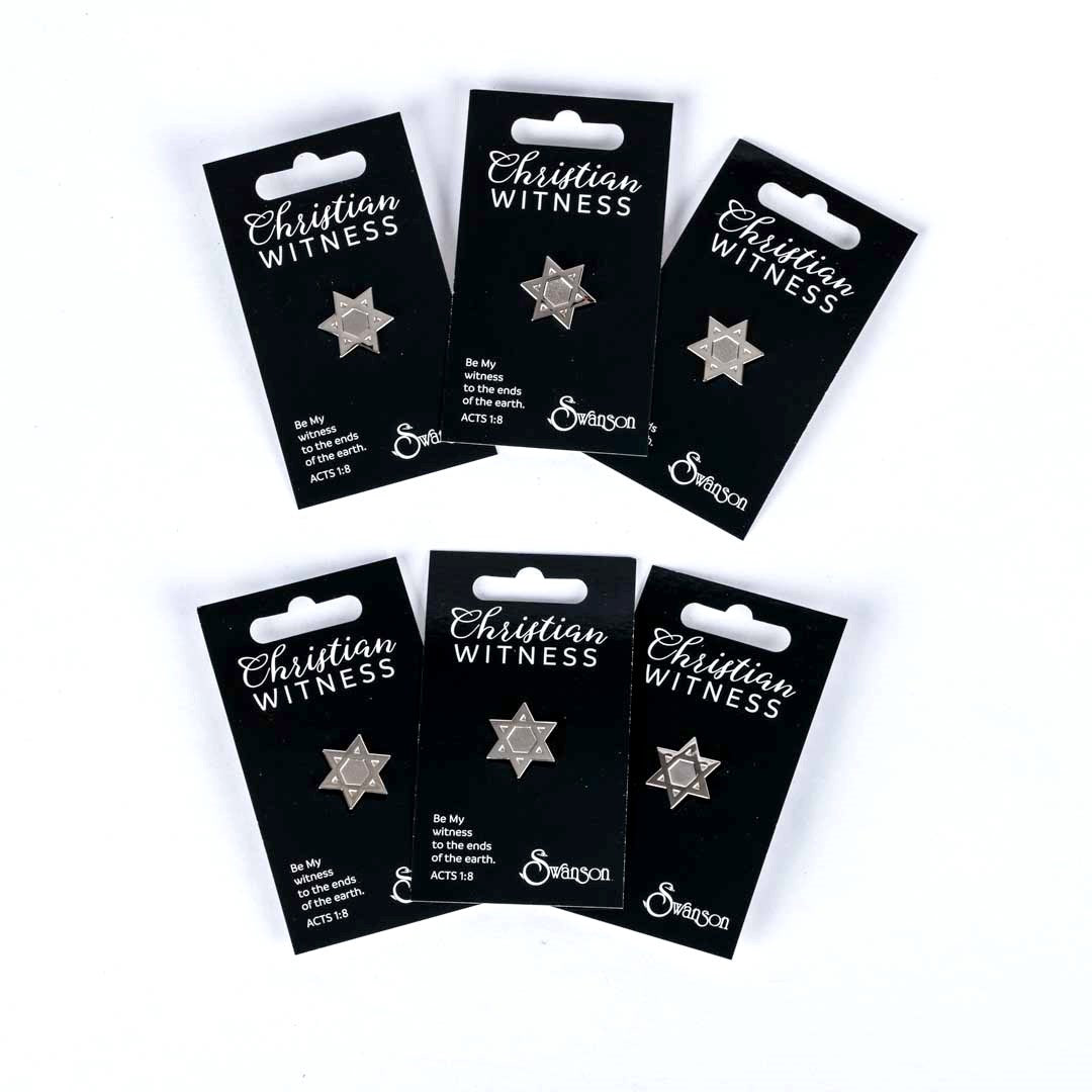 Lapel Pin-Star Of David-Silver (Pack Of 6)
