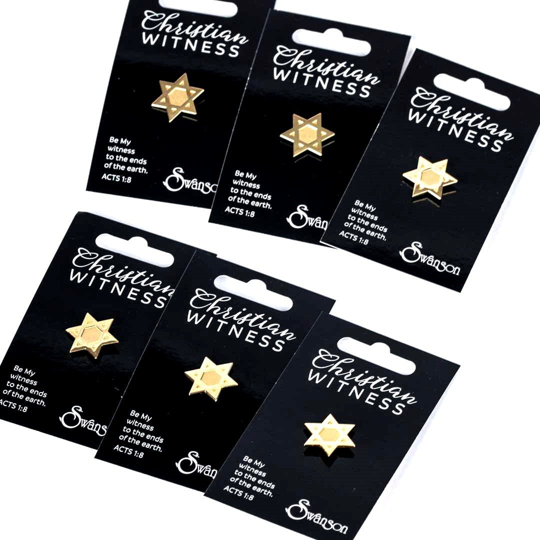 Lapel Pin-Star Of David-Gold (Pack Of 6)