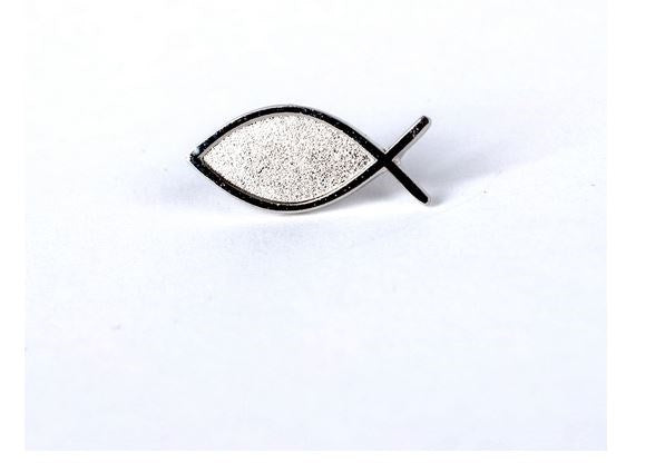 Lapel Pin-Ichthus Fish-Silver (3/4") (Pack Of 6)