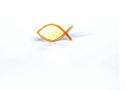Lapel Pin-Ichthus Fish-Gold (3/4") (Pack Of 6)