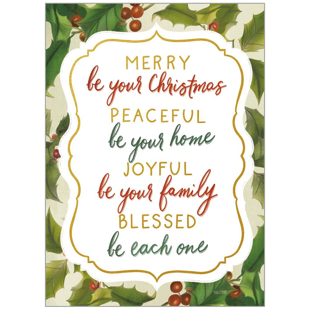 Boxed Card-Merry Peaceful Joyful Blessed (2Cor 9:8 Nirv) (Box Of 20)