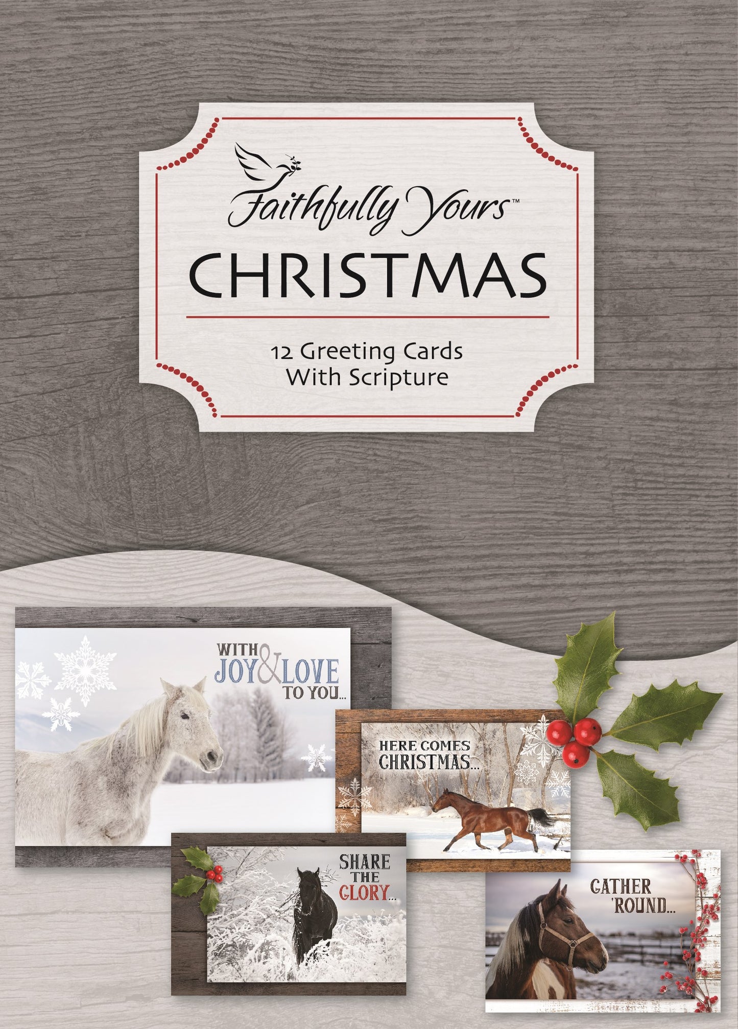 Boxed Card-Holiday Horses (Box Of 12)
