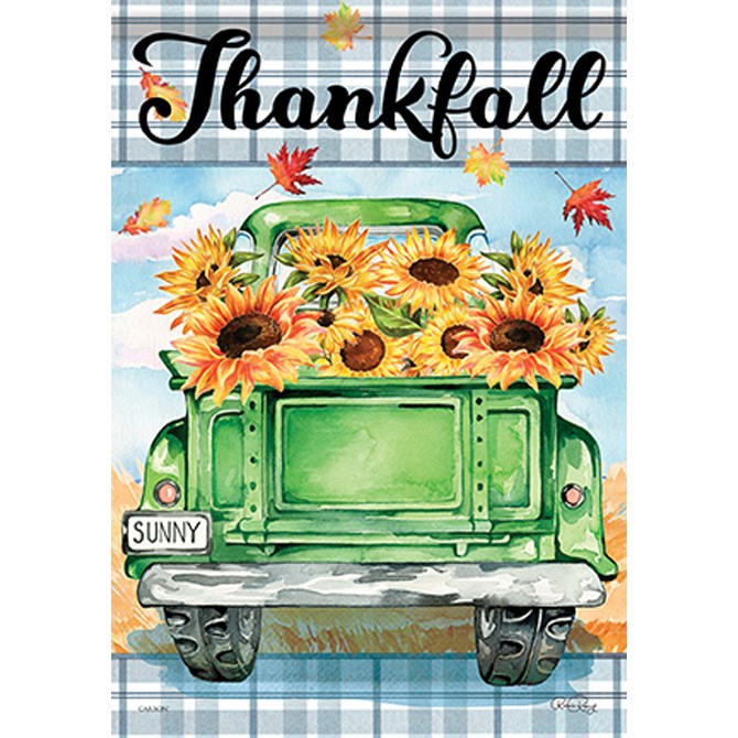 Flag-Garden-Durasoft-Green Truck/Thankfall (12.5" x 18")