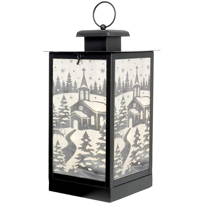 Lantern w/LED Candle String Lights & Timer-Church
