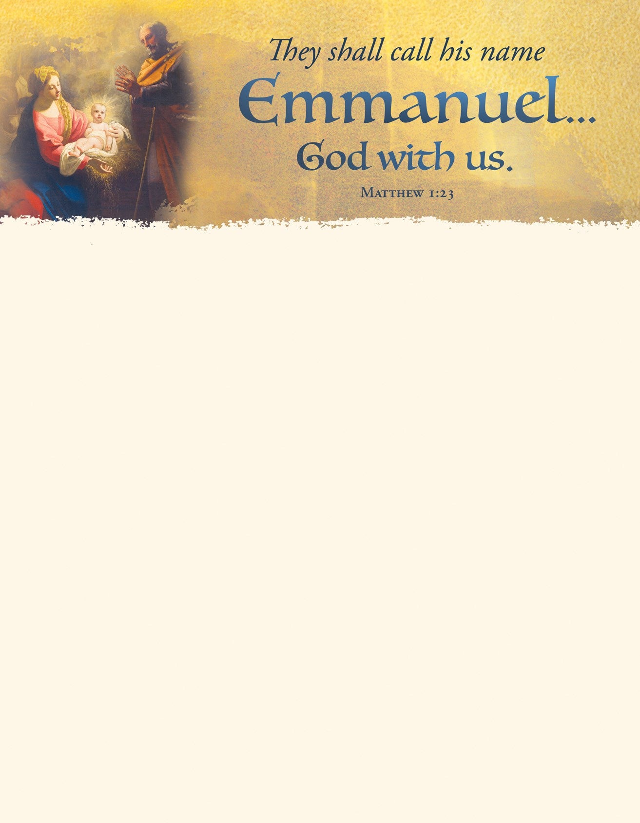 Letterhead-They Shall Call His Name Emmanuel...God With us (Matthew 1:23) (Pack Of 100)