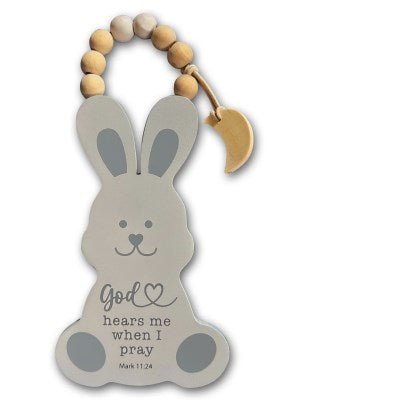 Door Knob Hanger-Bunny/God Hears Me When I Pray (Two-Sided) (Mark 11:24)