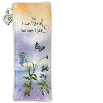 Eyeglass Case-I Was Blind But Now I See W/Heart Charm