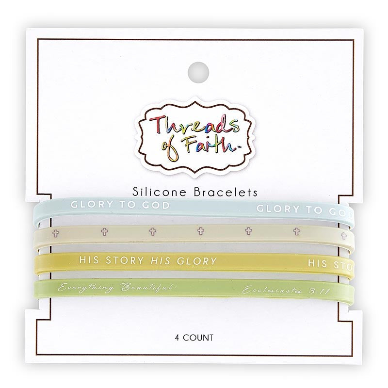 Bracelet Set-Threads Of Faith-Silicone-Glory To God (Set Of 4)