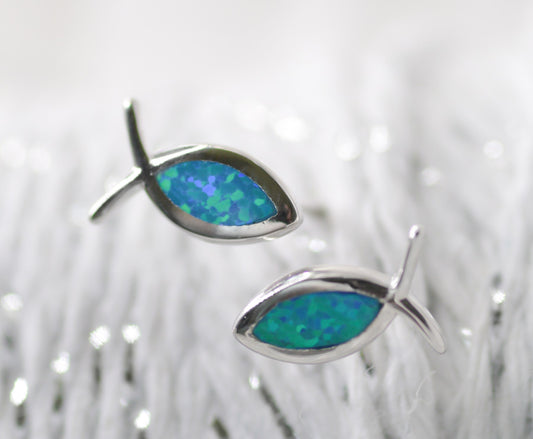 Earrings-Eden Merry-Ichthus-Blue Opal