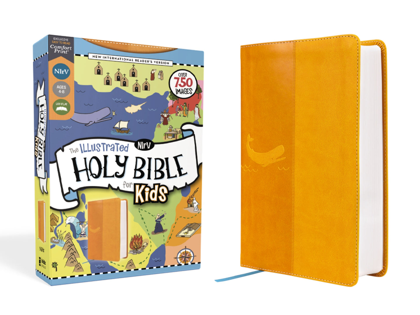 NIrV The Illustrated Holy Bible For Kids (Comfort Print)-Yellow Leathersoft